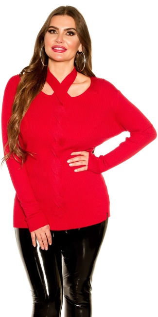 Curvy girls trui met halter rood